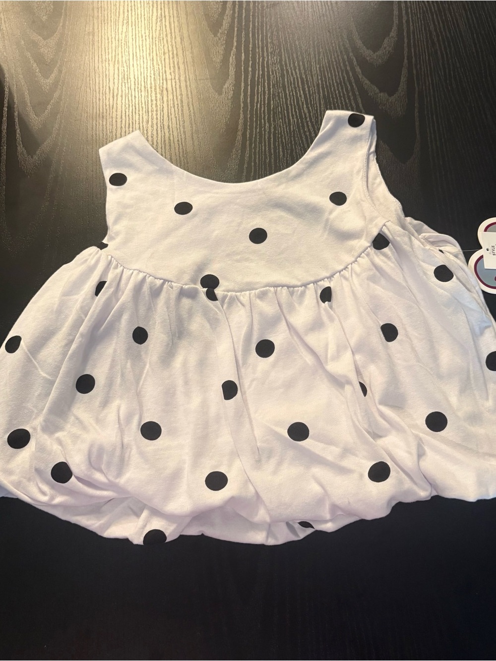 Pink Velvet White Tank Dress with Black Polka Dots